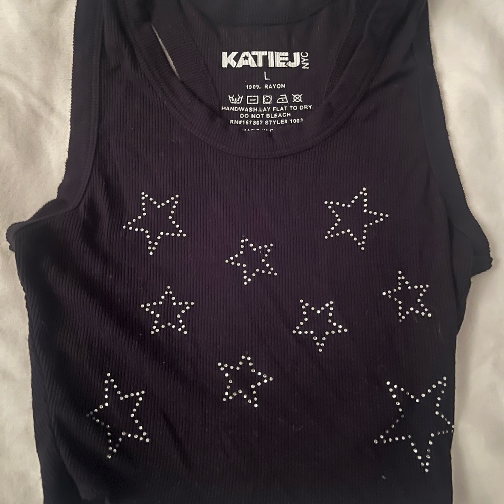 Katie J NYC Black Star Tank Top